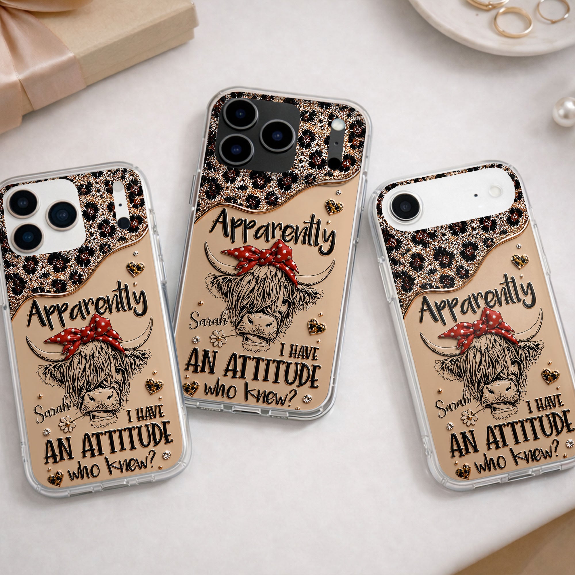 Personalized Clear Phone Case with Highland Cow Design for Her Clear Phone Case GradoCreations