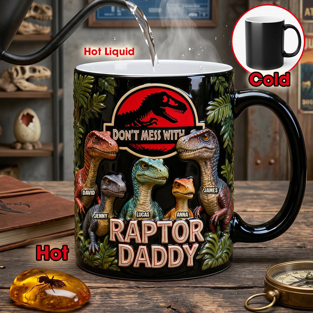 Personalized Color Changing Mug Funny Raptor Daddy Gift for Dad