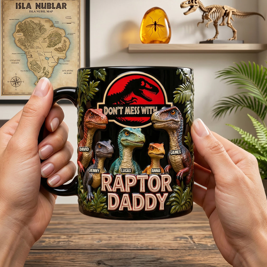 Personalized Color Changing Mug Funny Raptor Daddy Gift for Dad