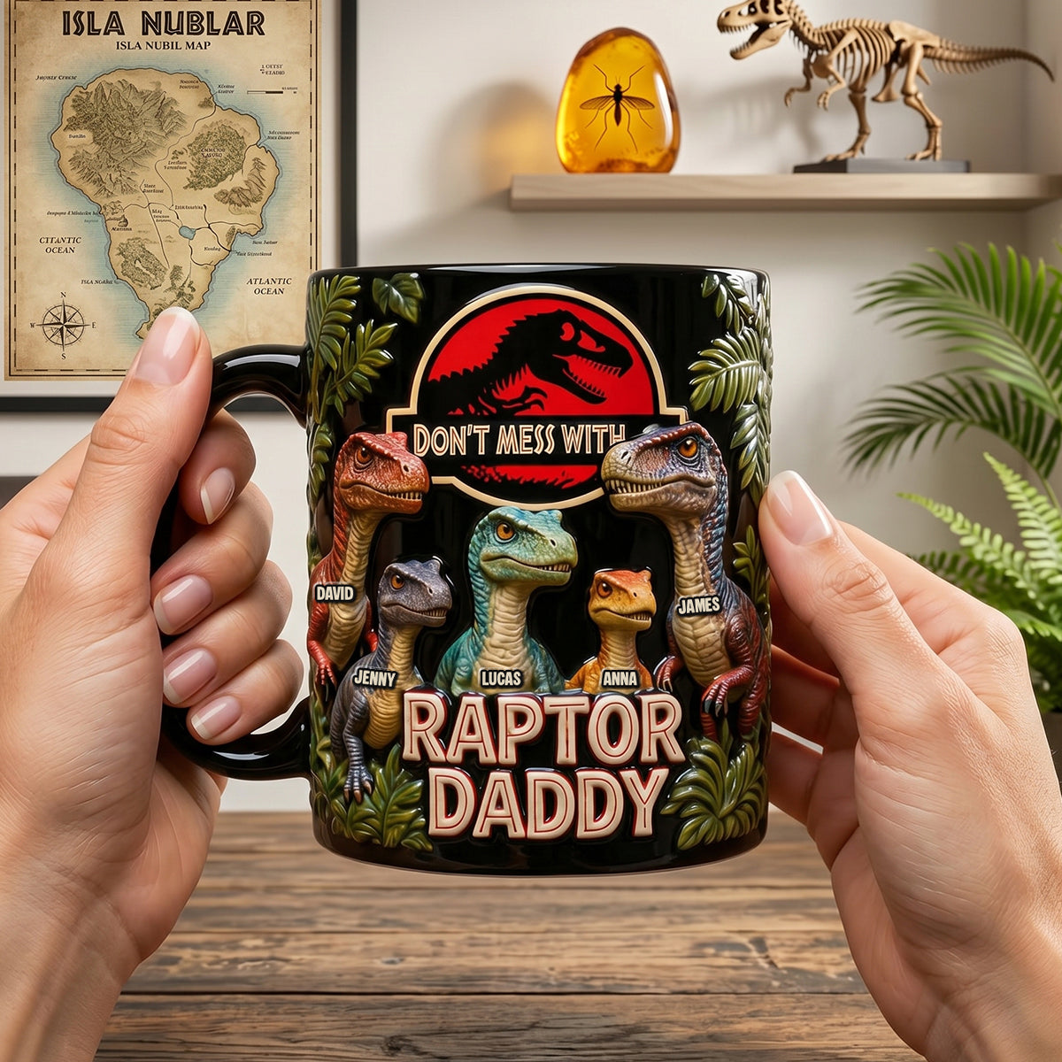 Personalized Color Changing Mug Funny Raptor Daddy Gift for Dad