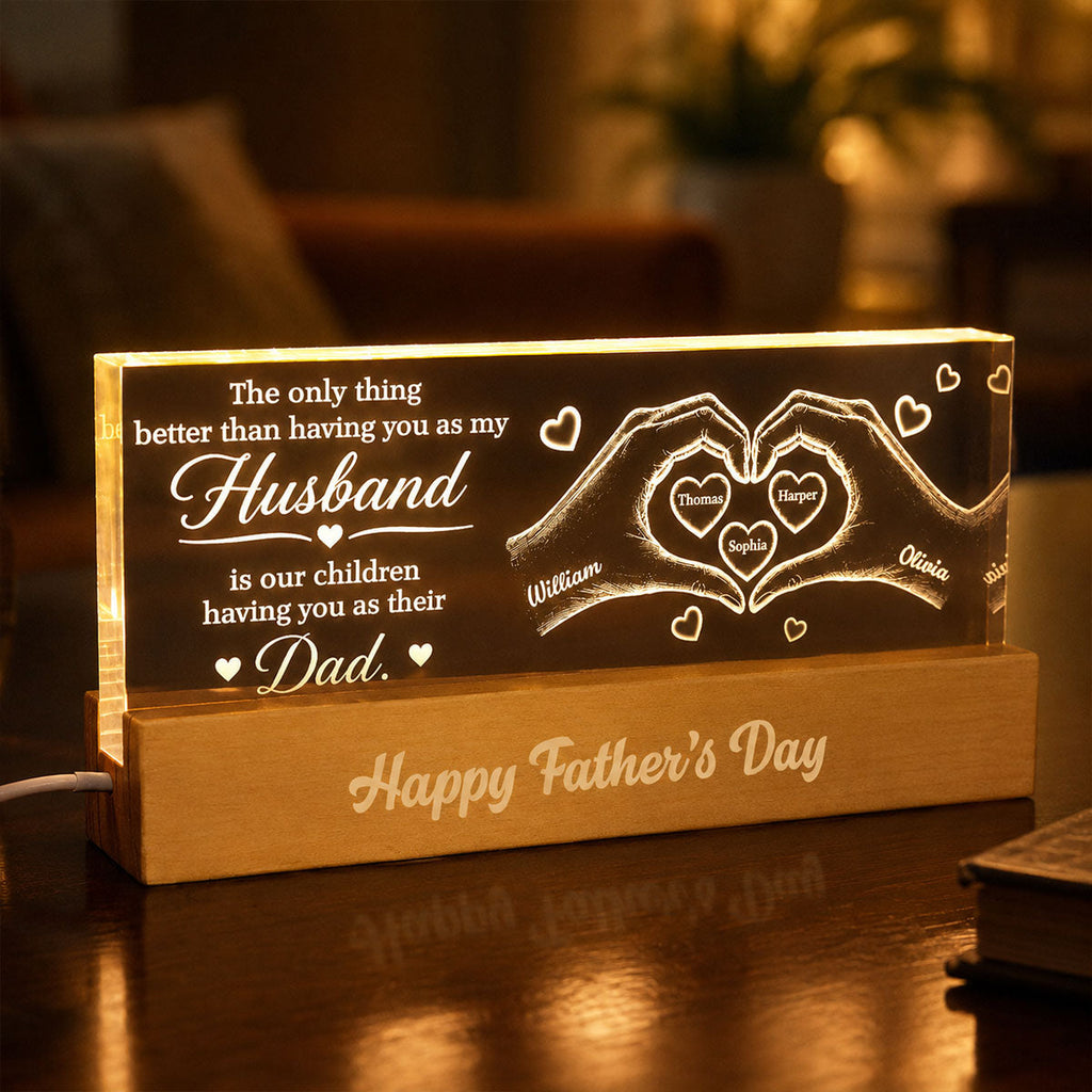 Personalized 3D LED Light Custom Family Name Gift for Dad