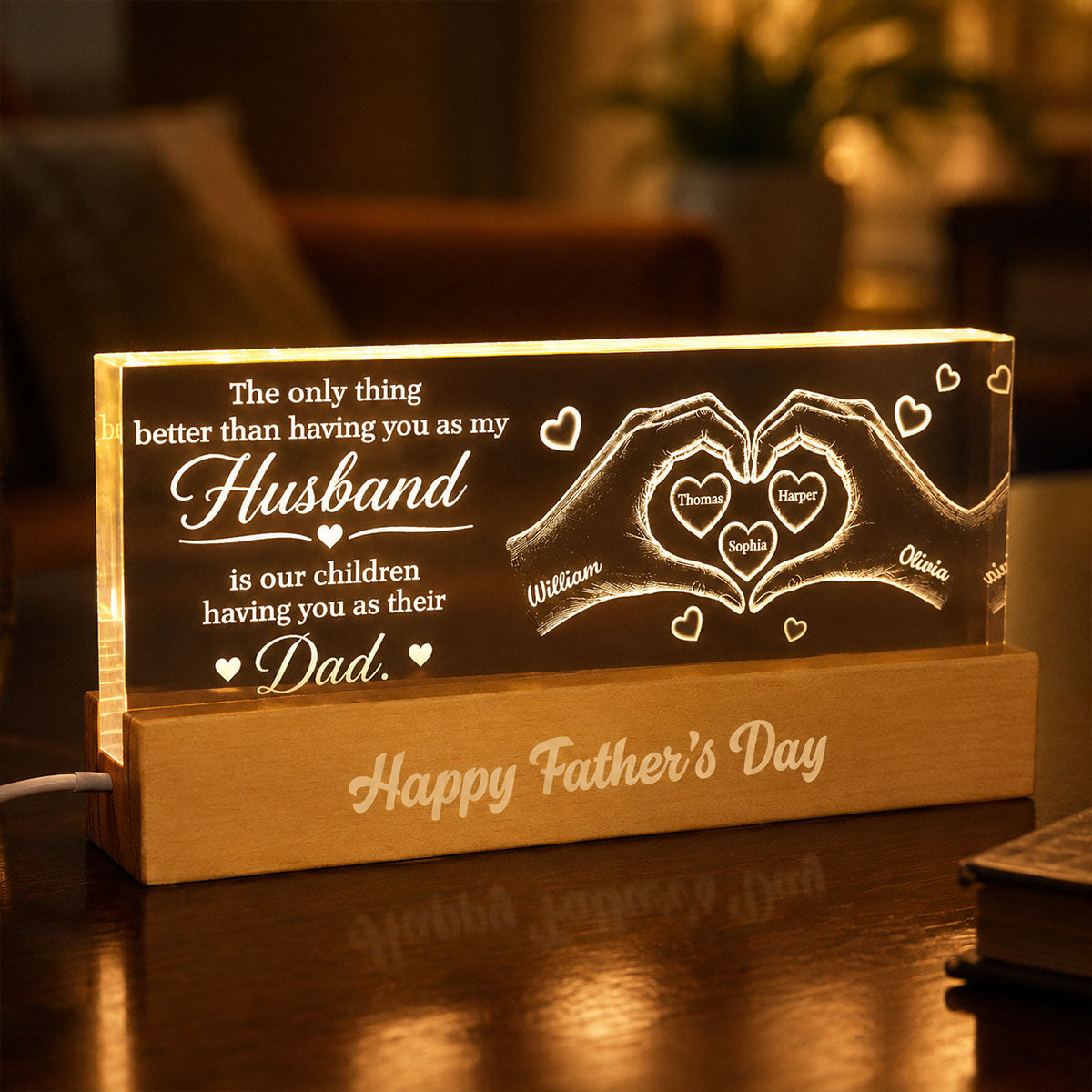 Personalized 3D LED Light Custom Family Name Gift for Dad