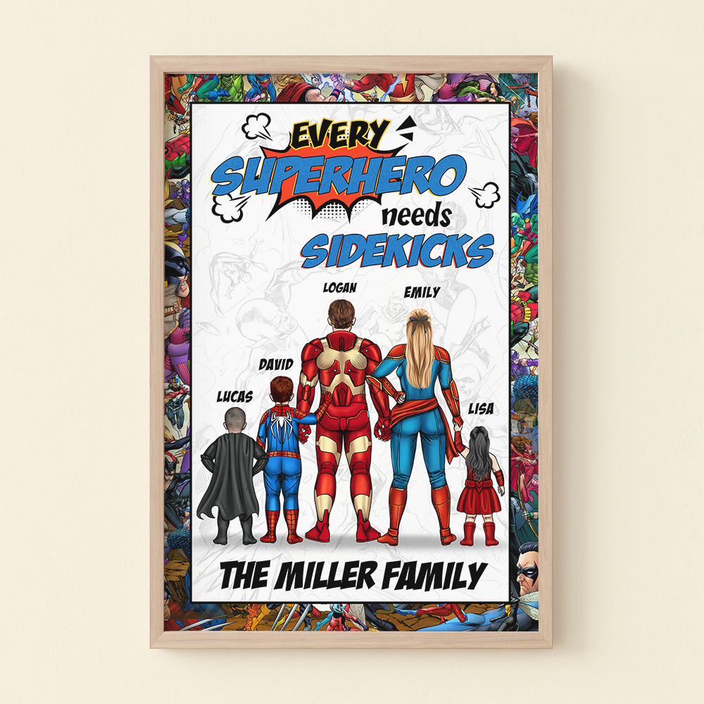 Personalized Superhero Family Canvas Print Custom Art Gift