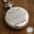 Personalized Silver-Plated Pocket Watch Custom Engraved Gift for Father-in-Law