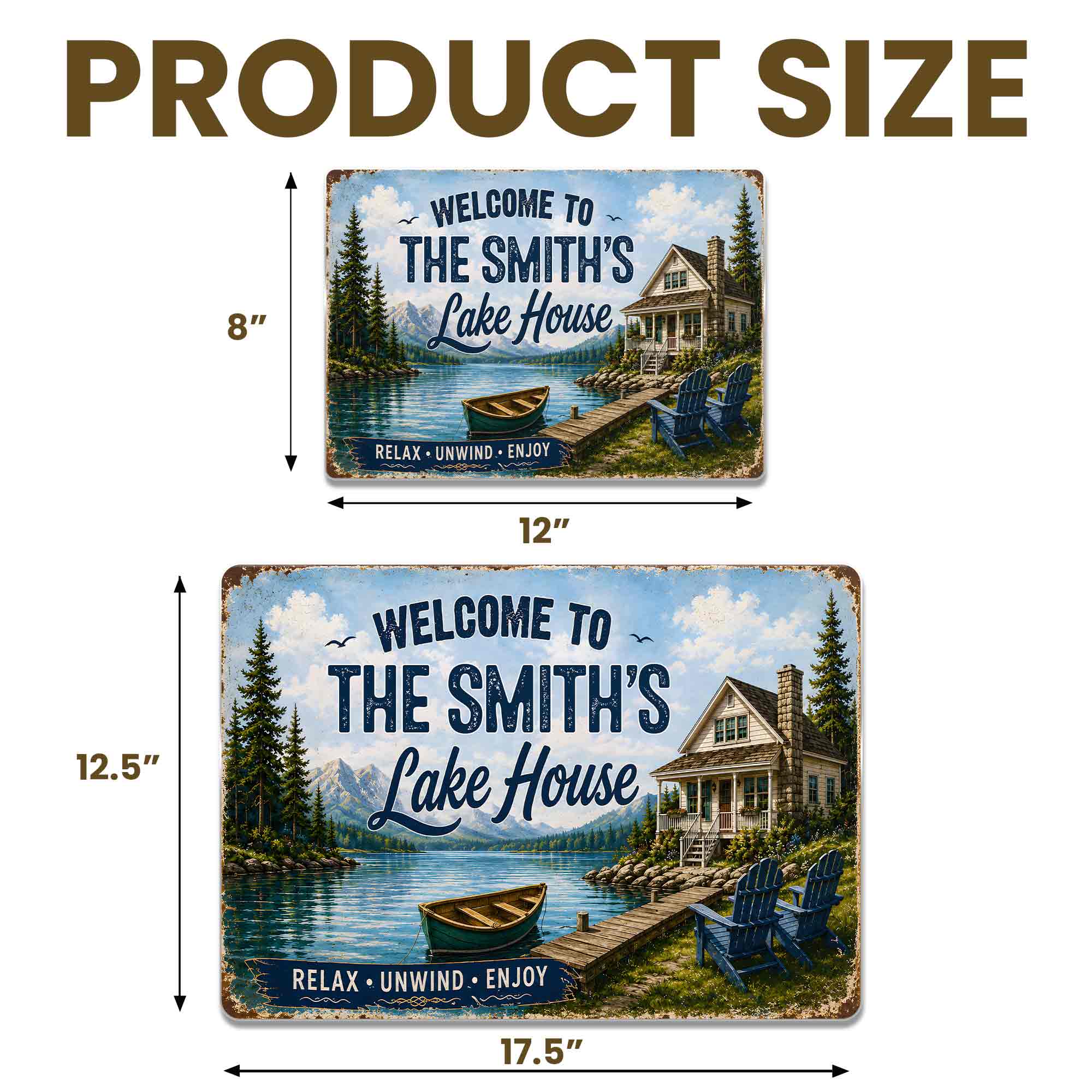 Personalized Welcome Metal Sign Custom Name Lake House Gift Metal Sign GradoCreations