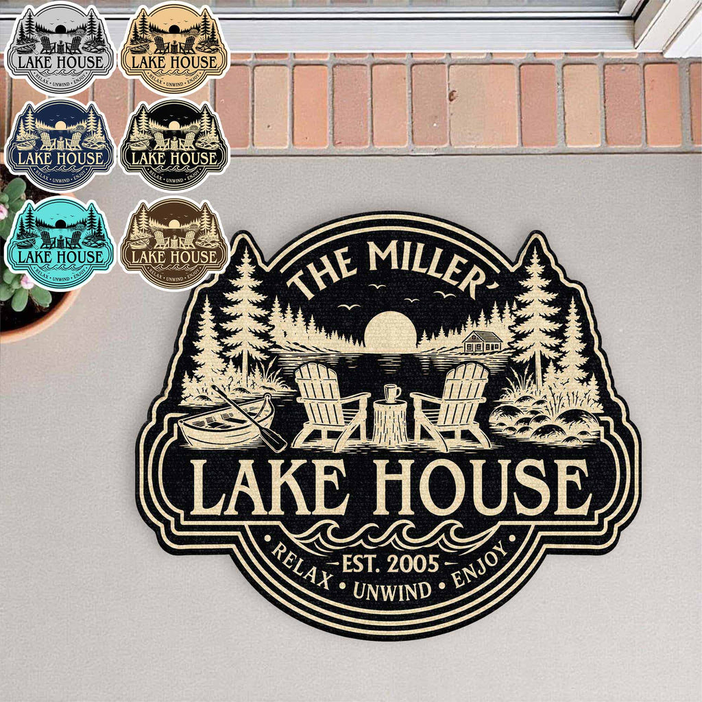 Personalized Custom Shaped Doormat for Lake House Decor Doormat GradoCreations