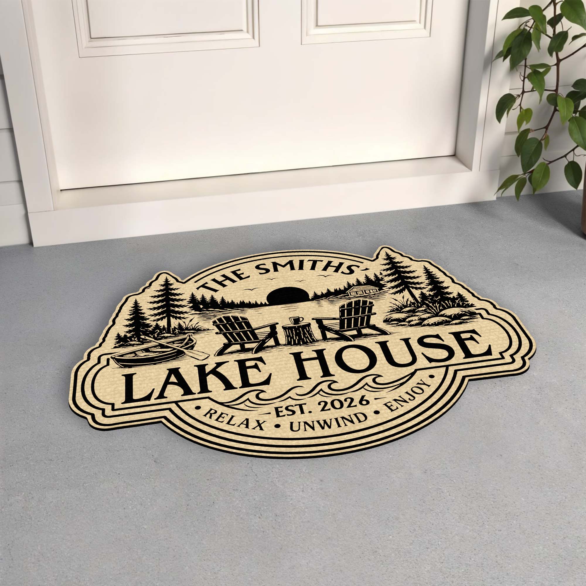 Personalized Custom Shaped Doormat for Lake House Decor Doormat GradoCreations