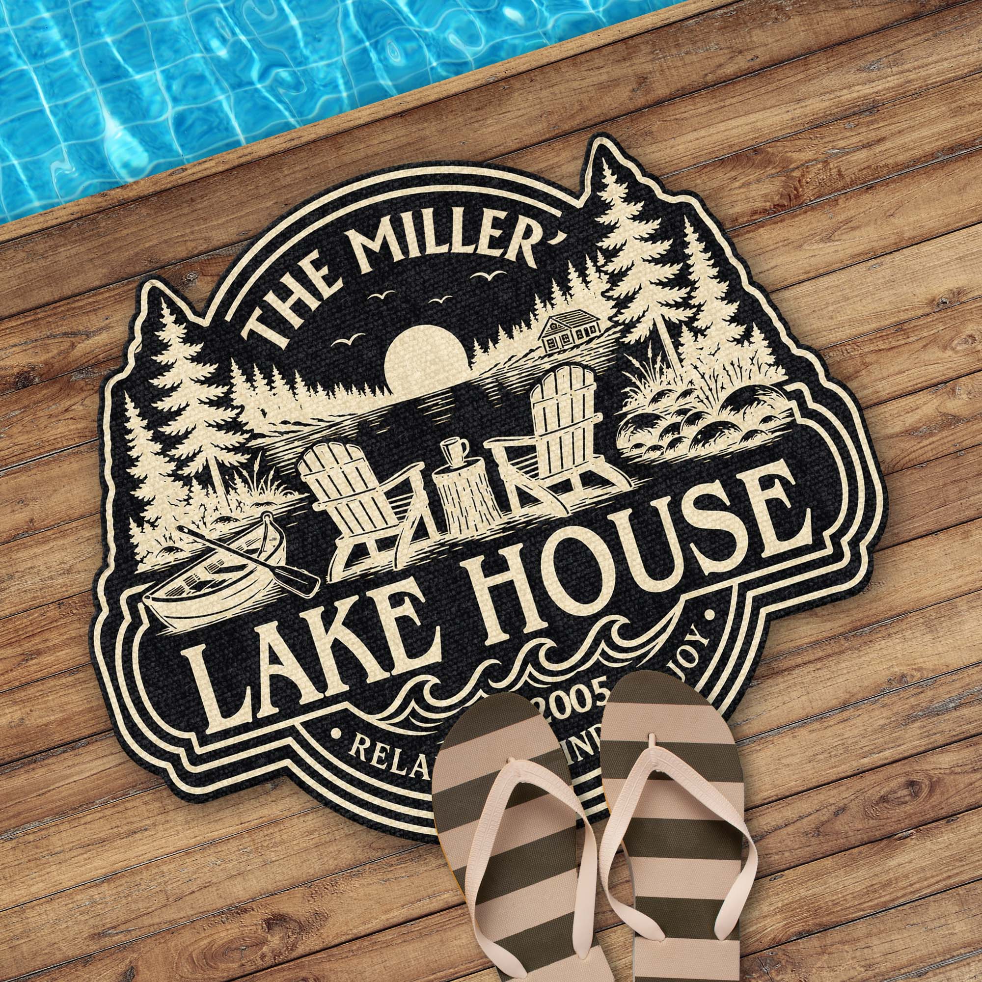 Personalized Custom Shaped Doormat for Lake House Decor Doormat GradoCreations