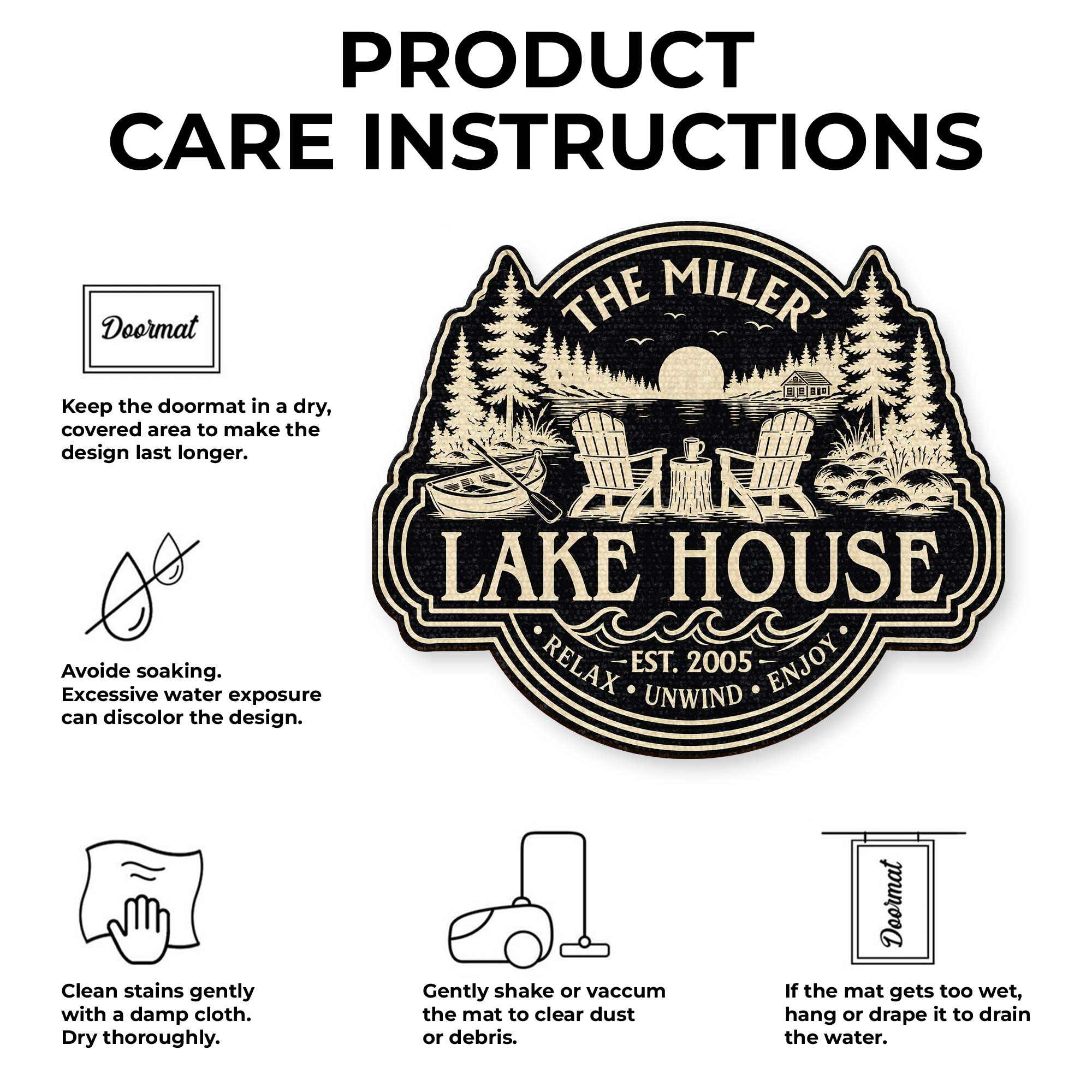 Personalized Custom Shaped Doormat for Lake House Decor Doormat GradoCreations