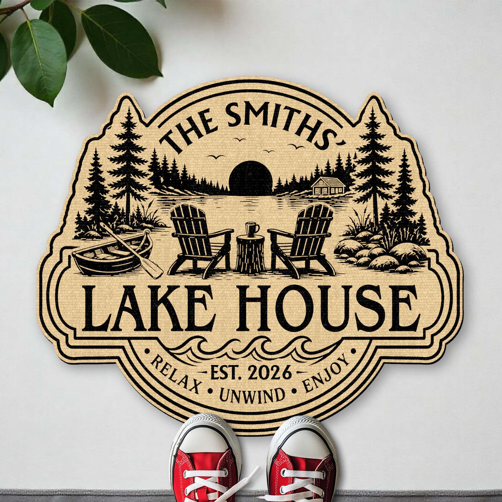 Personalized Custom Shaped Doormat for Lake House Decor Doormat GradoCreations