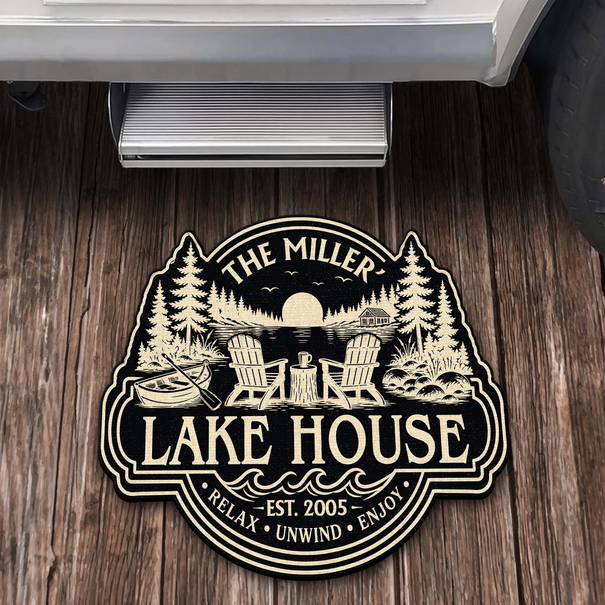 Personalized Custom Shaped Doormat for Lake House Decor Doormat GradoCreations