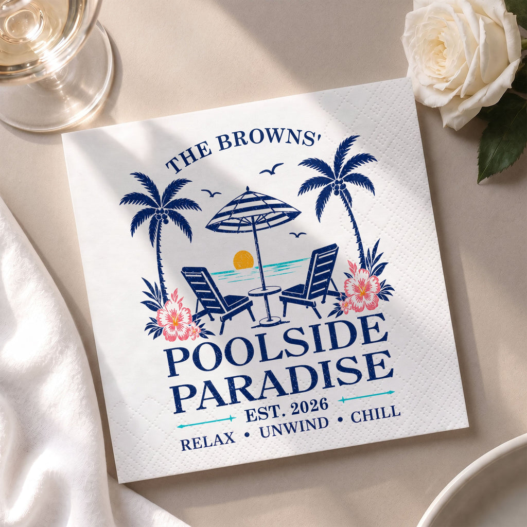 Personalized Cocktail Napkins Custom Family Name Beach Theme Cocktail Napkins GradoCreations
