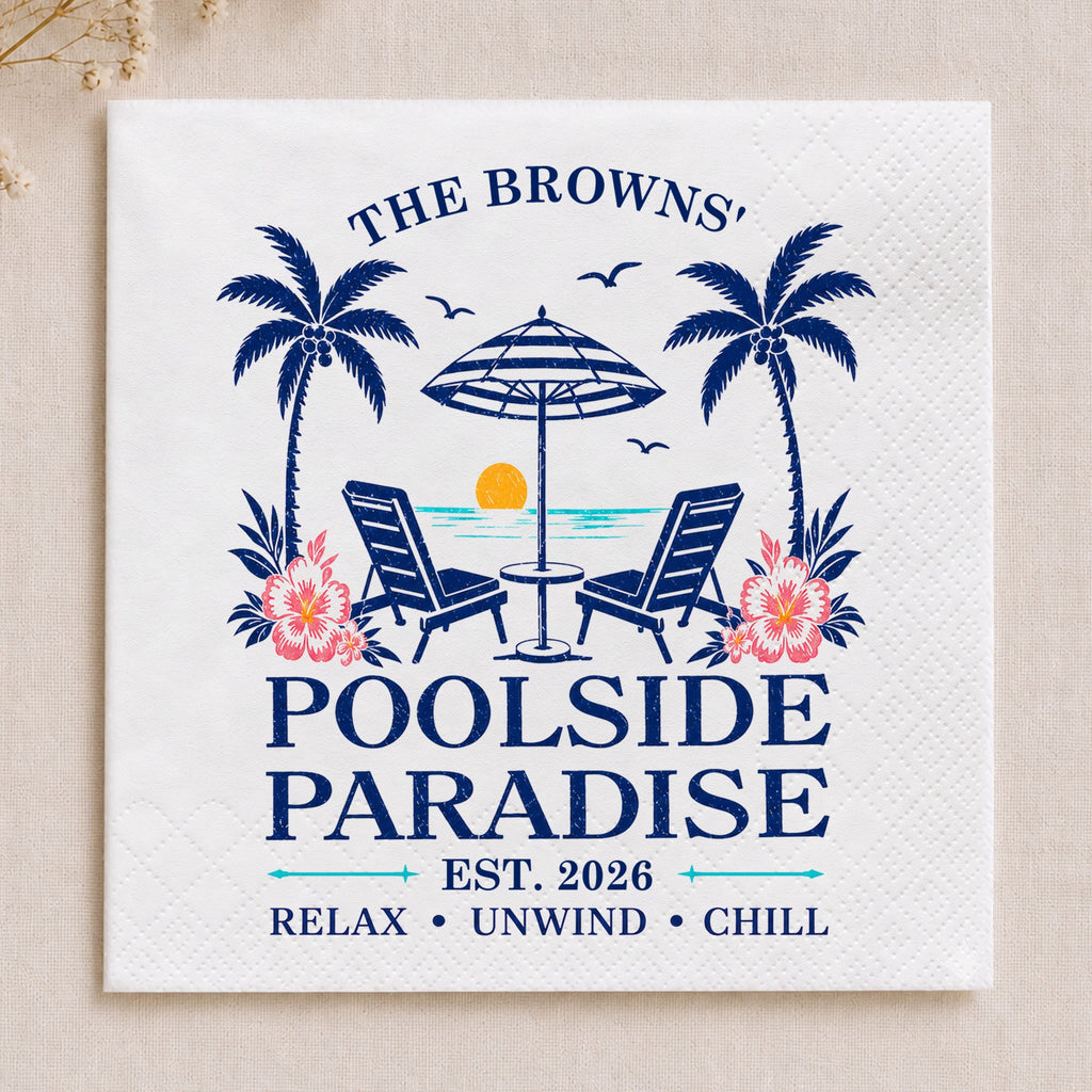 Personalized Cocktail Napkins Custom Family Name Beach Theme Cocktail Napkins GradoCreations