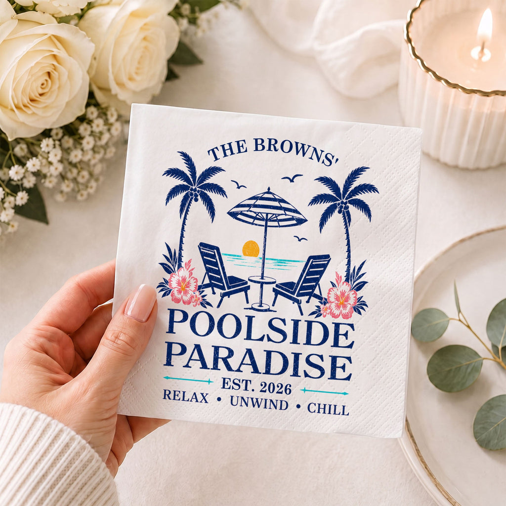 Personalized Cocktail Napkins Custom Family Name Beach Theme Cocktail Napkins GradoCreations
