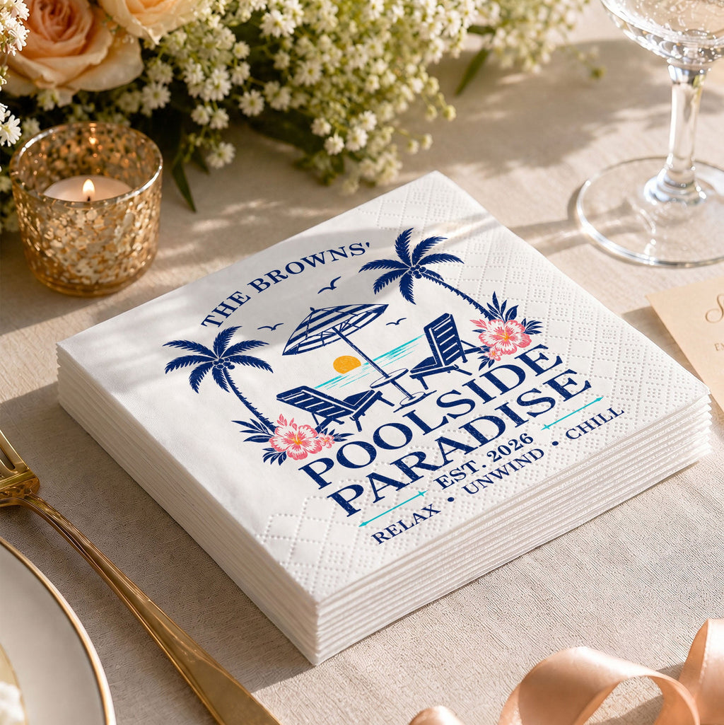 Personalized Cocktail Napkins Custom Family Name Beach Theme Cocktail Napkins GradoCreations