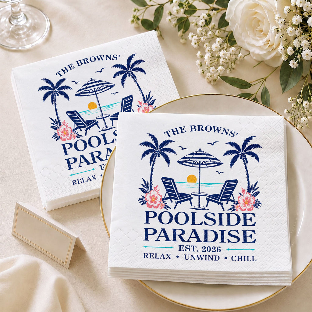 Personalized Cocktail Napkins Custom Family Name Beach Theme Cocktail Napkins GradoCreations