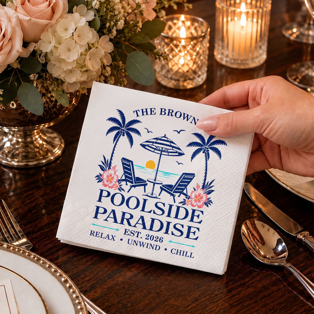 Personalized Cocktail Napkins Custom Family Name Beach Theme Cocktail Napkins GradoCreations