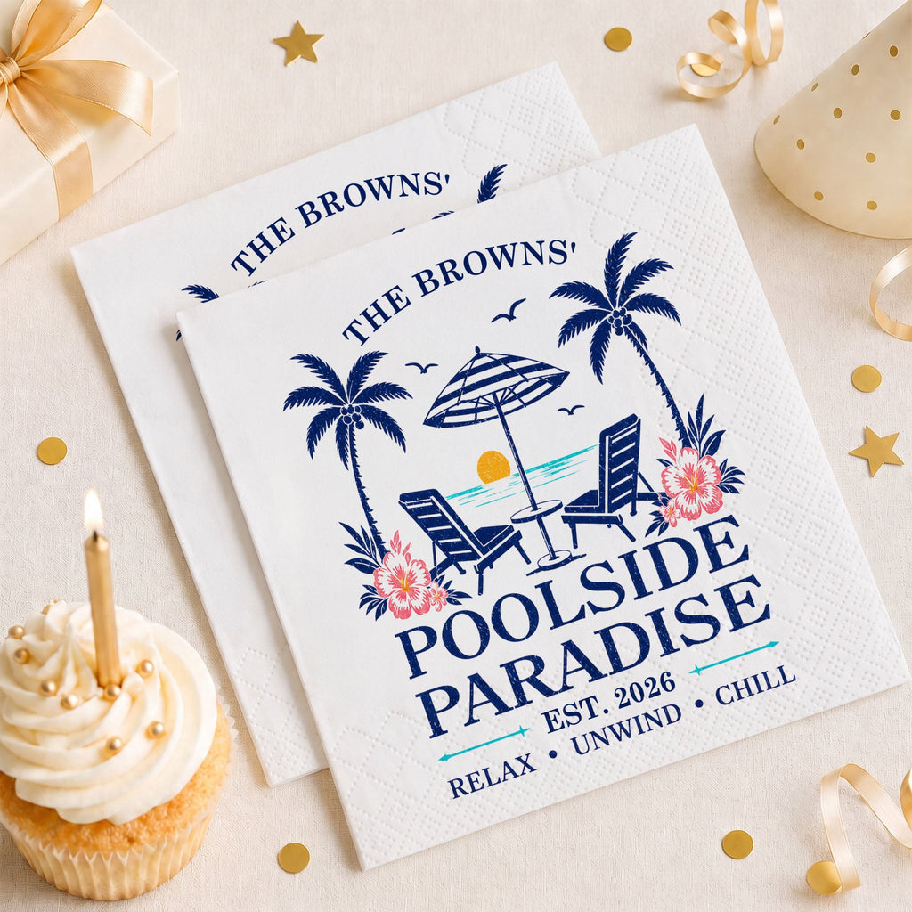Personalized Cocktail Napkins Custom Family Name Beach Theme Cocktail Napkins GradoCreations