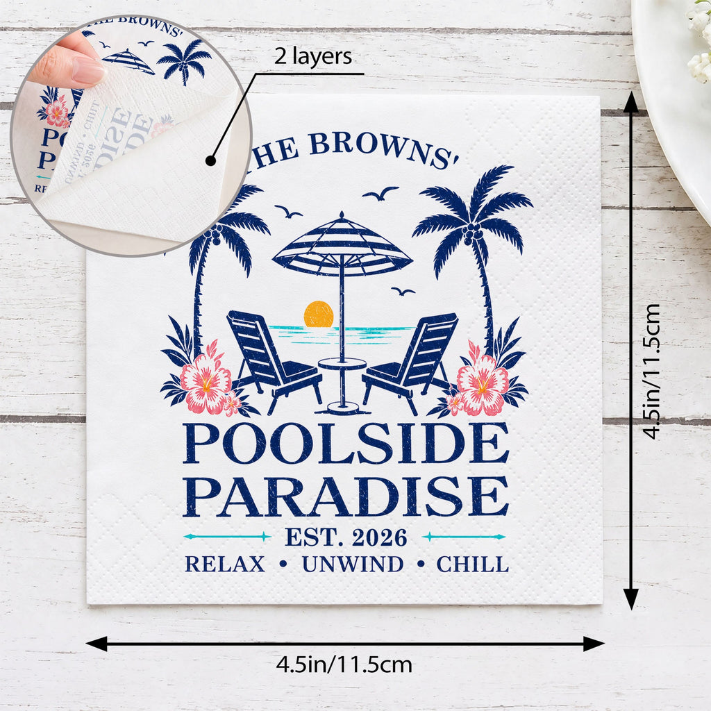 Personalized Cocktail Napkins Custom Family Name Beach Theme Cocktail Napkins GradoCreations