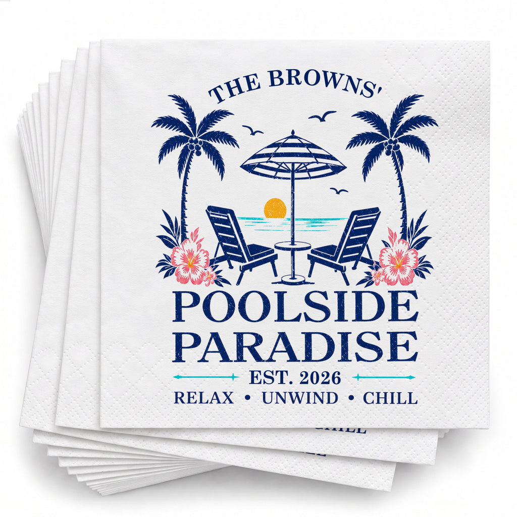 Personalized Cocktail Napkins Custom Family Name Beach Theme Cocktail Napkins GradoCreations