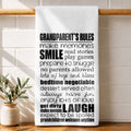 Personalized Kitchen Towel Grandparent's Rules Gift for Family Kitchen Towel GradoCreations