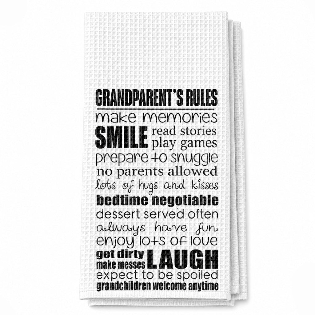 Personalized Kitchen Towel Grandparent's Rules Gift for Family Kitchen Towel GradoCreations