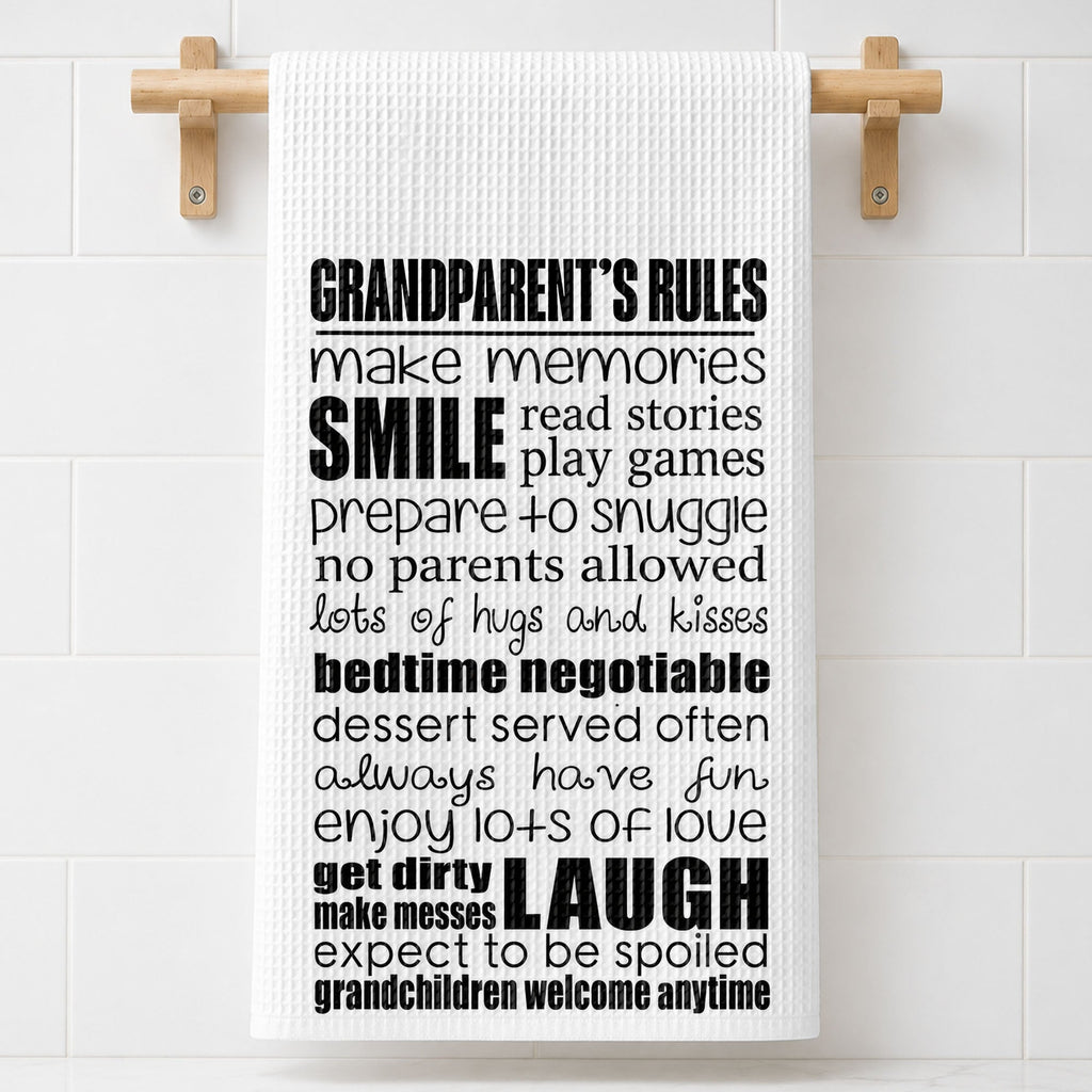 Personalized Kitchen Towel Grandparent's Rules Gift for Family Kitchen Towel GradoCreations