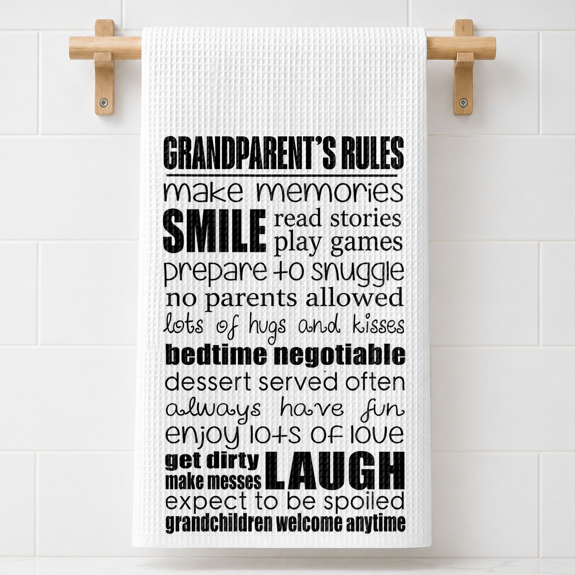 Personalized Kitchen Towel Grandparent's Rules Gift for Family Kitchen Towel GradoCreations