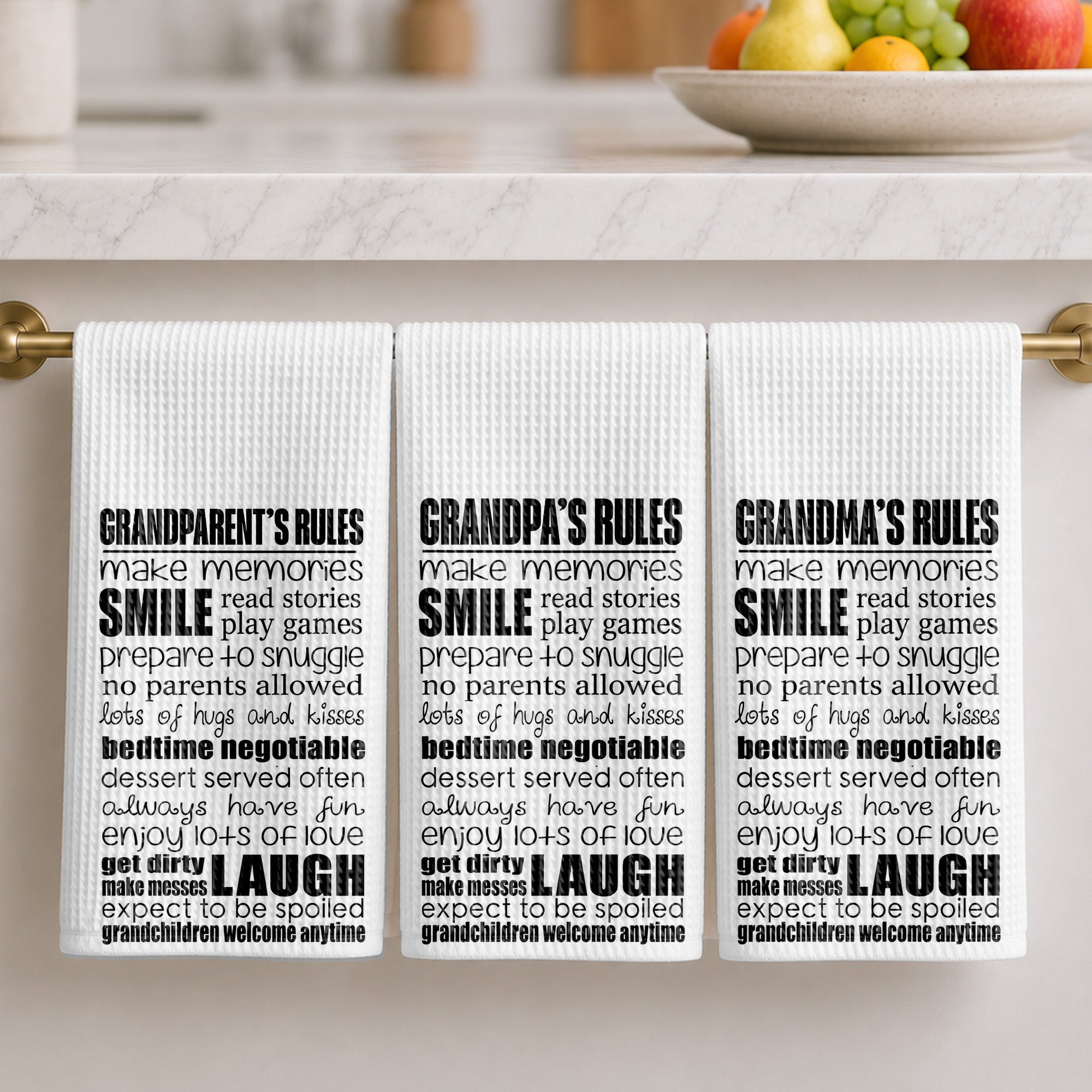 Personalized Kitchen Towel Grandparent's Rules Gift for Family Kitchen Towel GradoCreations