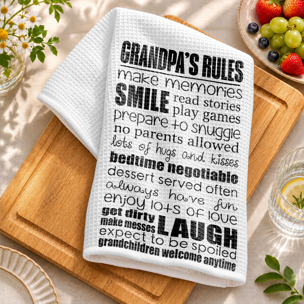 Personalized Kitchen Towel Grandparent's Rules Gift for Family Kitchen Towel GradoCreations