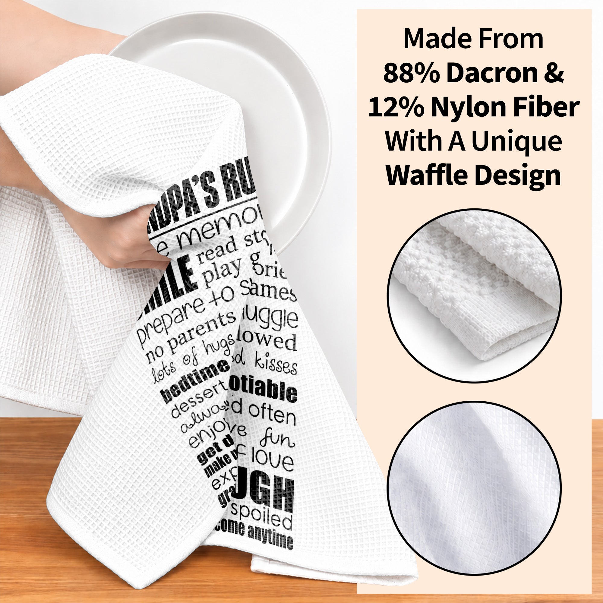 Personalized Kitchen Towel Grandparent's Rules Gift for Family Kitchen Towel GradoCreations