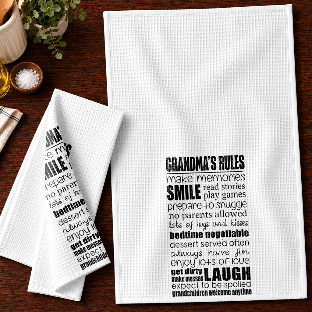 Personalized Kitchen Towel Grandparent's Rules Gift for Family Kitchen Towel GradoCreations