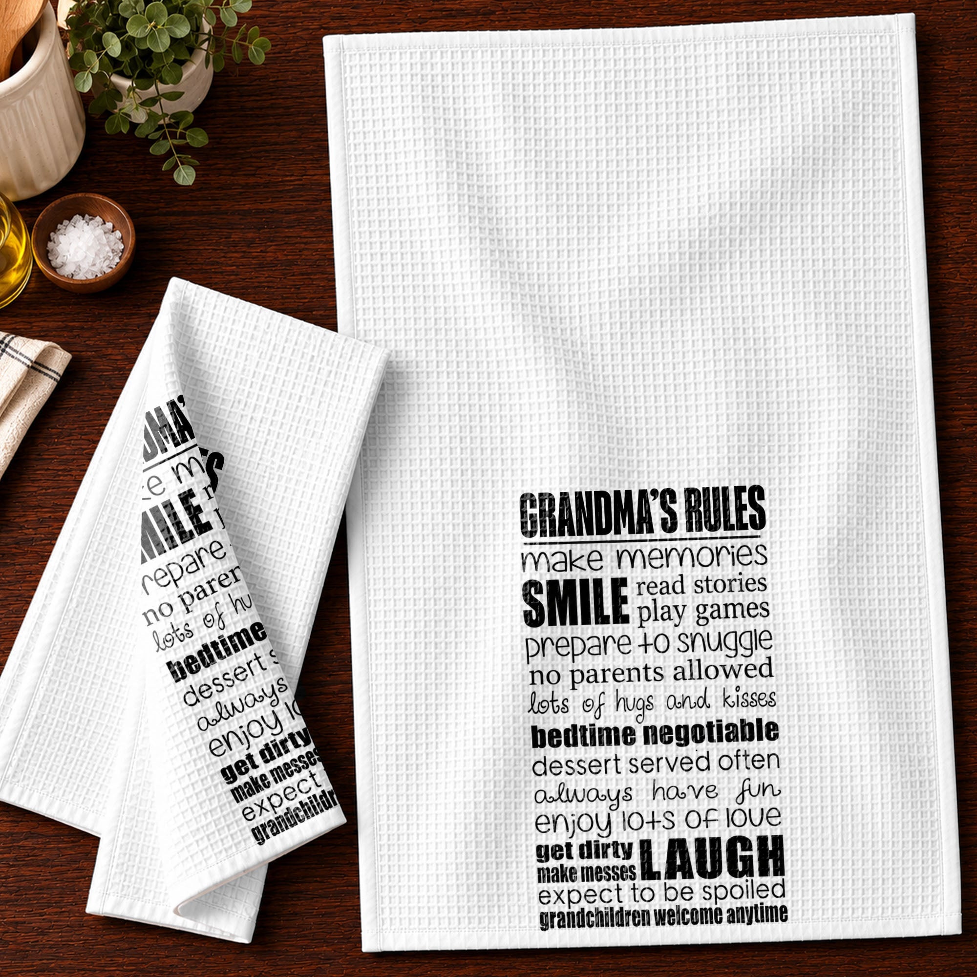 Personalized Kitchen Towel Grandparent's Rules Gift for Family Kitchen Towel GradoCreations