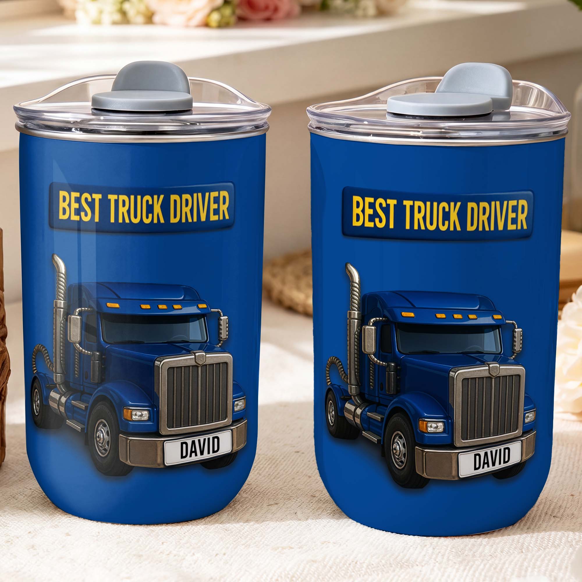 Personalized Blue Semi Truck Tumbler Custom Name Gift for Dad 10oz tumbler GradoCreations