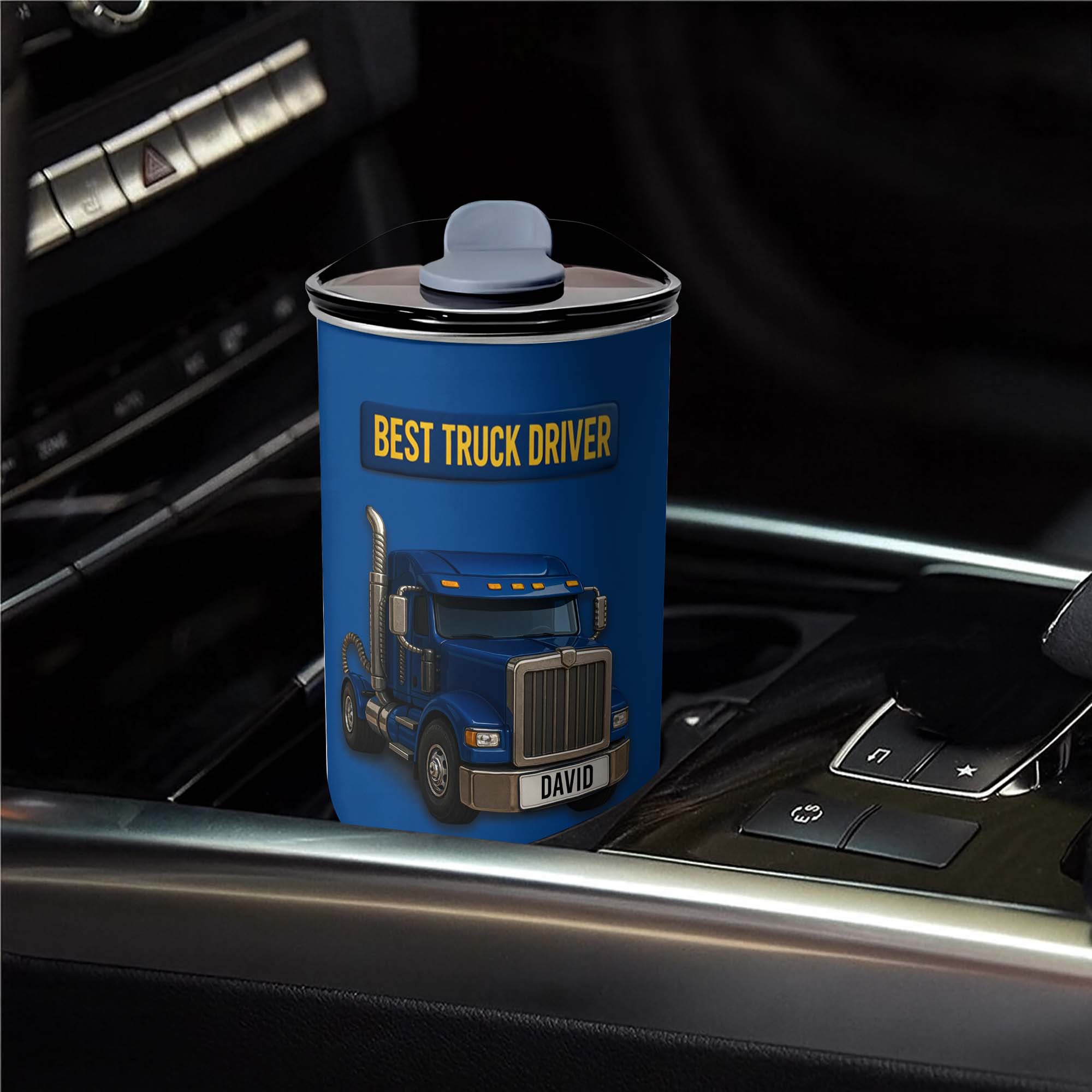 Personalized Blue Semi Truck Tumbler Custom Name Gift for Dad 10oz tumbler GradoCreations