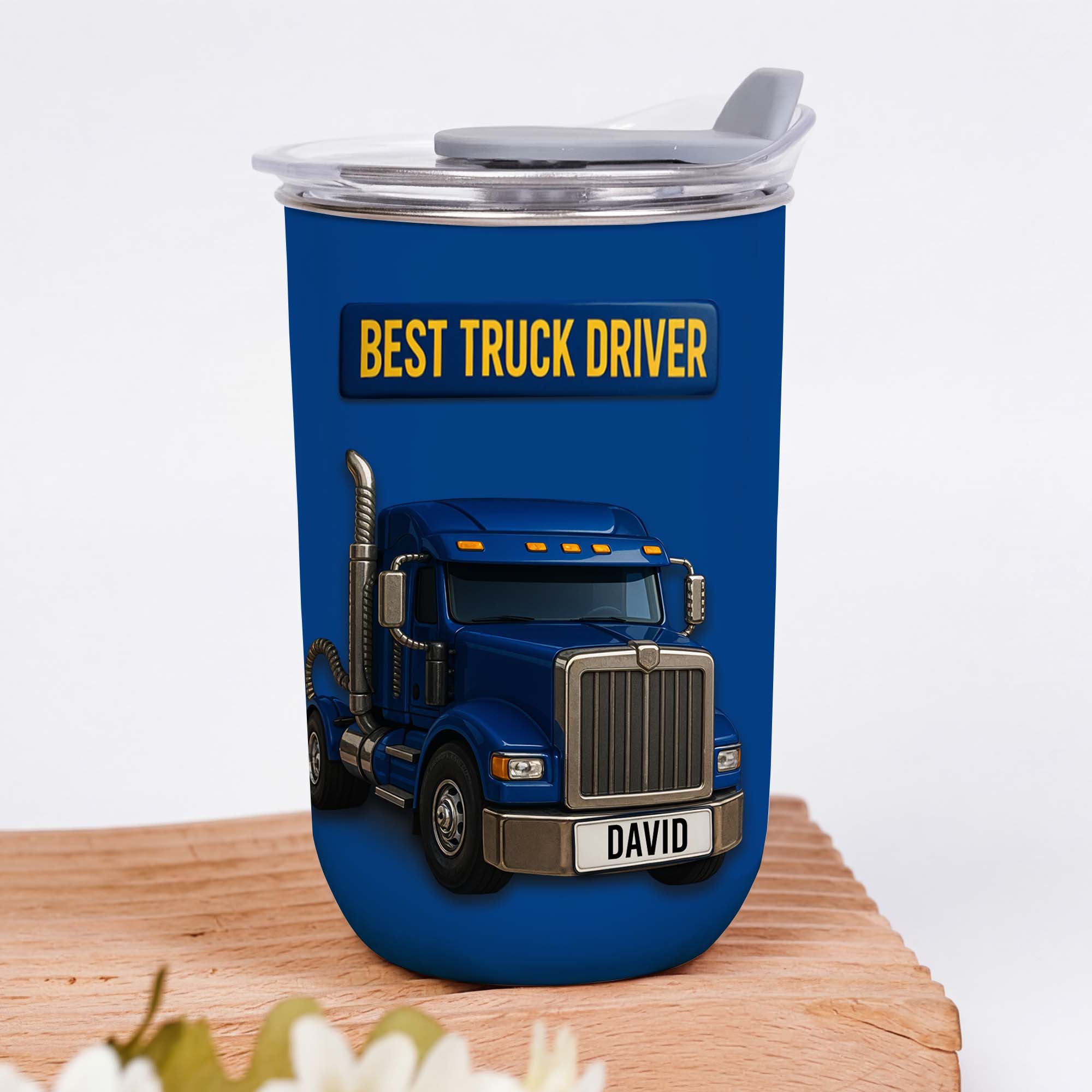 Personalized Blue Semi Truck Tumbler Custom Name Gift for Dad 10oz tumbler GradoCreations