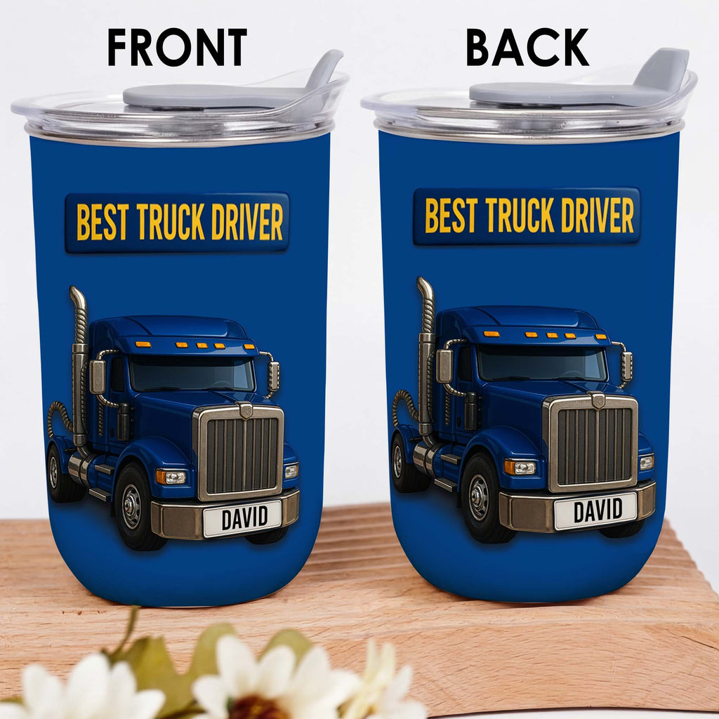 Personalized Blue Semi Truck Tumbler Custom Name Gift for Dad 10oz tumbler GradoCreations