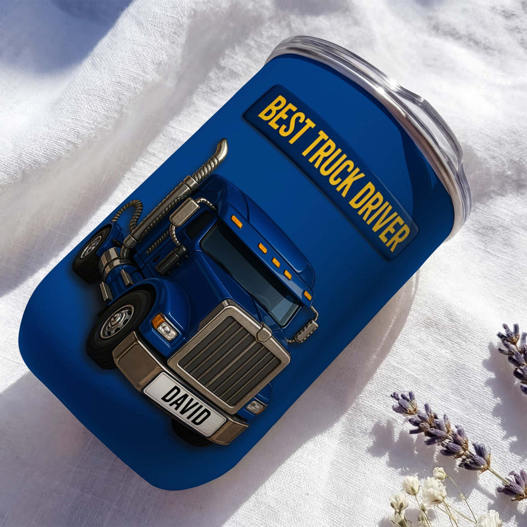 Personalized Blue Semi Truck Tumbler Custom Name Gift for Dad 10oz tumbler GradoCreations