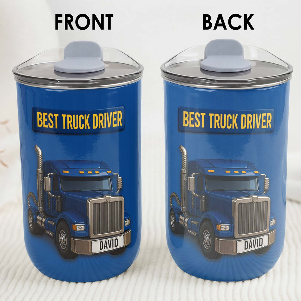 Personalized Blue Semi Truck Tumbler Custom Name Gift for Dad 10oz tumbler GradoCreations