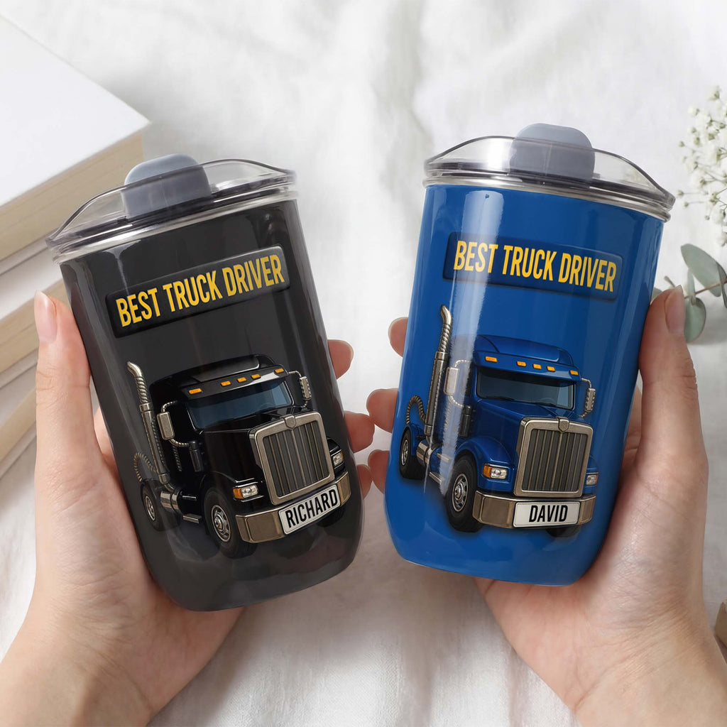 Personalized Blue Semi Truck Tumbler Custom Name Gift for Dad 10oz tumbler GradoCreations