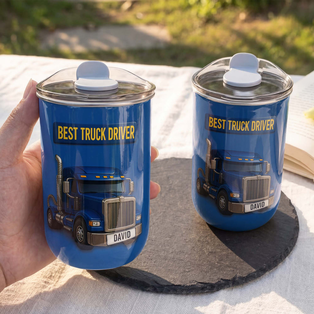 Personalized Blue Semi Truck Tumbler Custom Name Gift for Dad 10oz tumbler GradoCreations