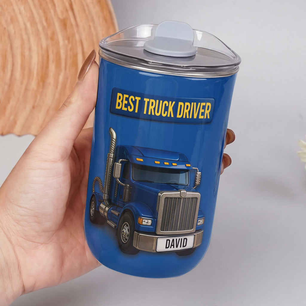 Personalized Blue Semi Truck Tumbler Custom Name Gift for Dad 10oz tumbler GradoCreations