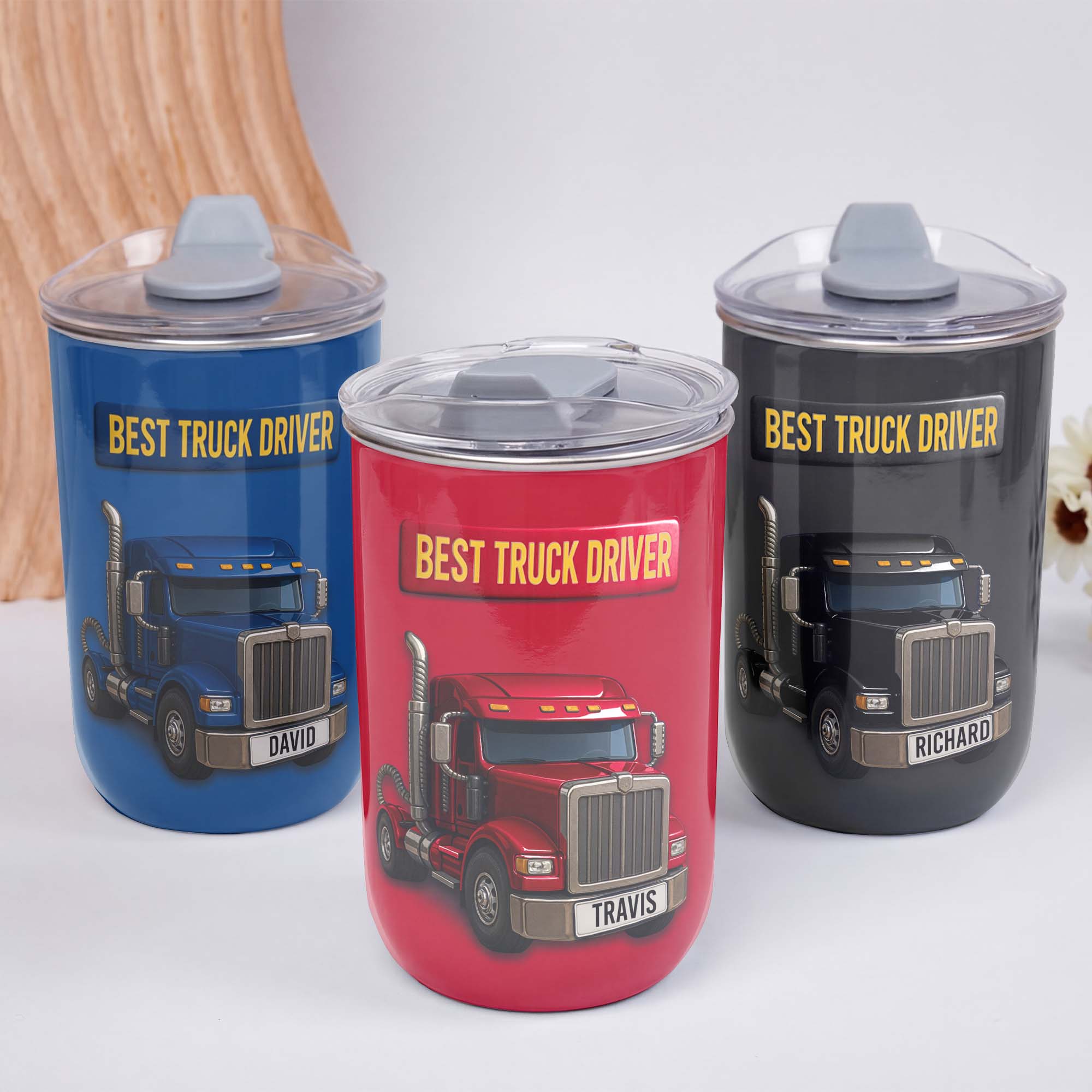 Personalized Blue Semi Truck Tumbler Custom Name Gift for Dad 10oz tumbler GradoCreations