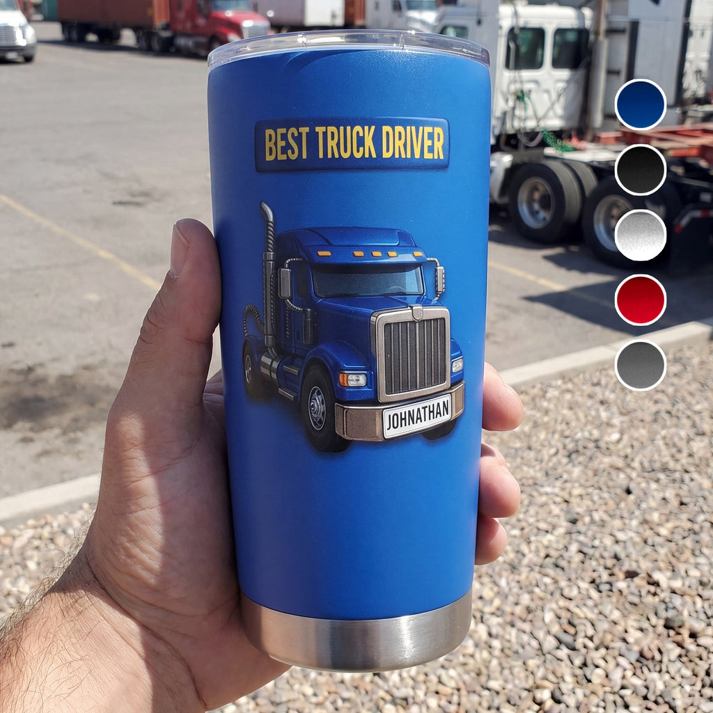 Personalized 20oz Stainless Steel Tumbler Custom Name Gift for Truck Driver 20oz Tumbler GradoCreations