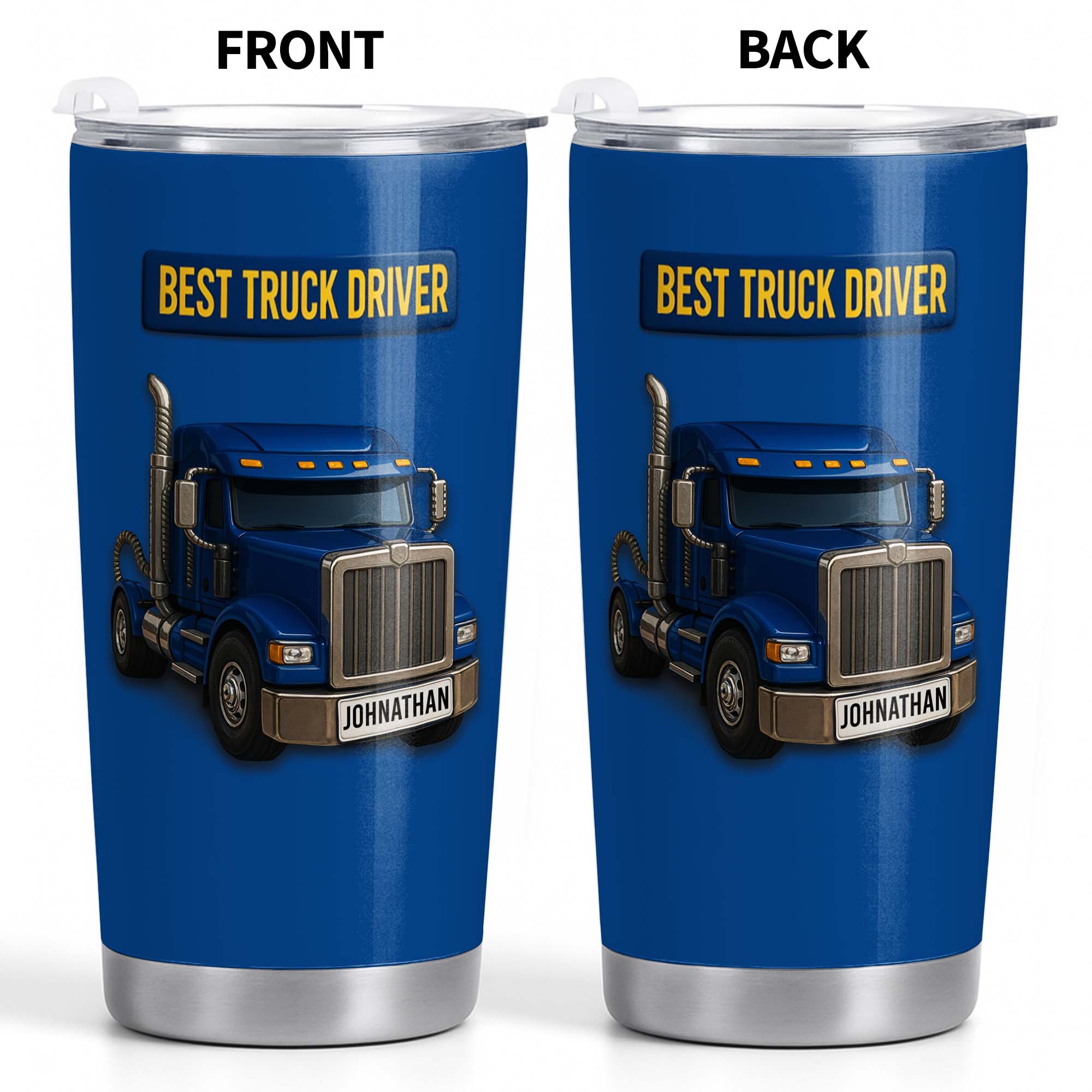 Personalized 20oz Stainless Steel Tumbler Custom Name Gift for Truck Driver 20oz Tumbler GradoCreations