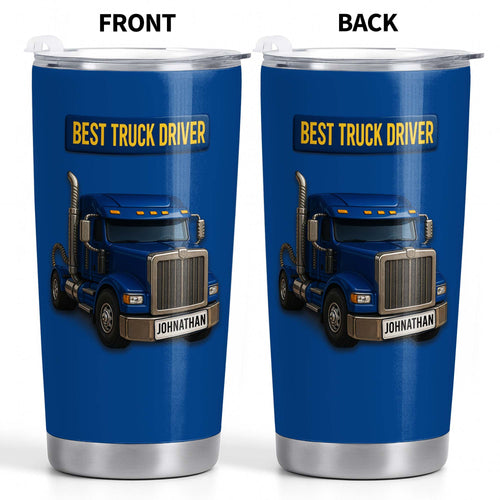 Personalized 20oz Stainless Steel Tumbler Custom Name Gift for Truck Driver 20oz Tumbler GradoCreations