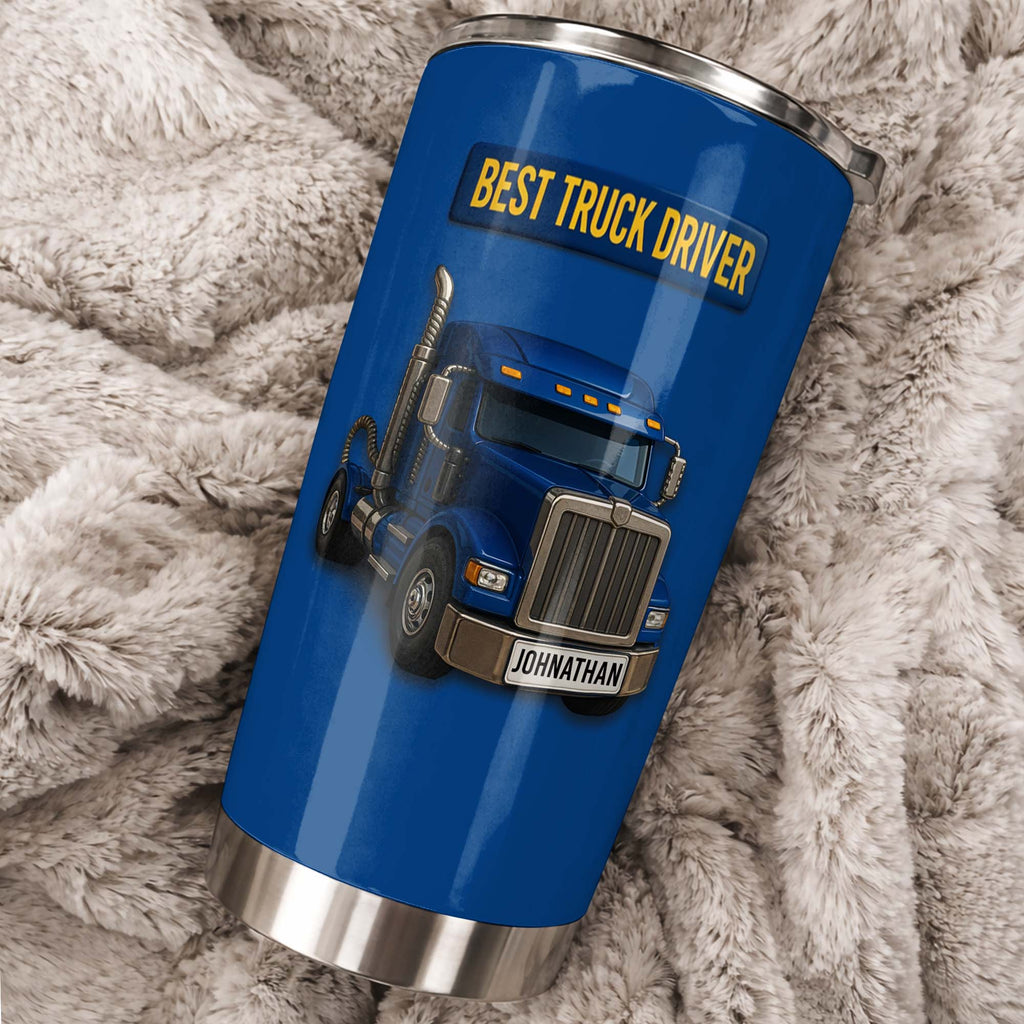 Personalized 20oz Stainless Steel Tumbler Custom Name Gift for Truck Driver 20oz Tumbler GradoCreations