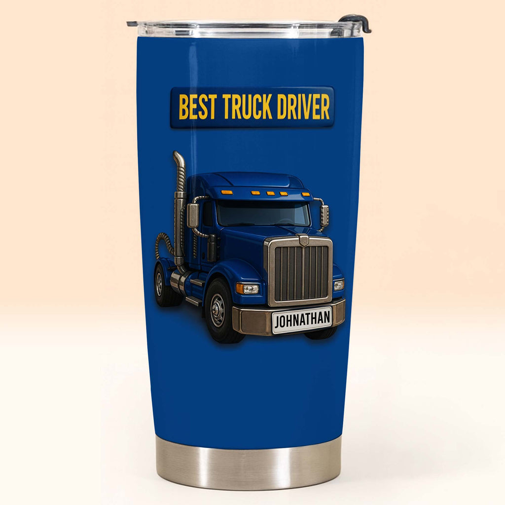 Personalized 20oz Stainless Steel Tumbler Custom Name Gift for Truck Driver 20oz Tumbler GradoCreations