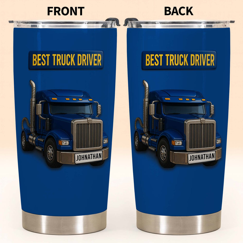 Personalized 20oz Stainless Steel Tumbler Custom Name Gift for Truck Driver 20oz Tumbler GradoCreations