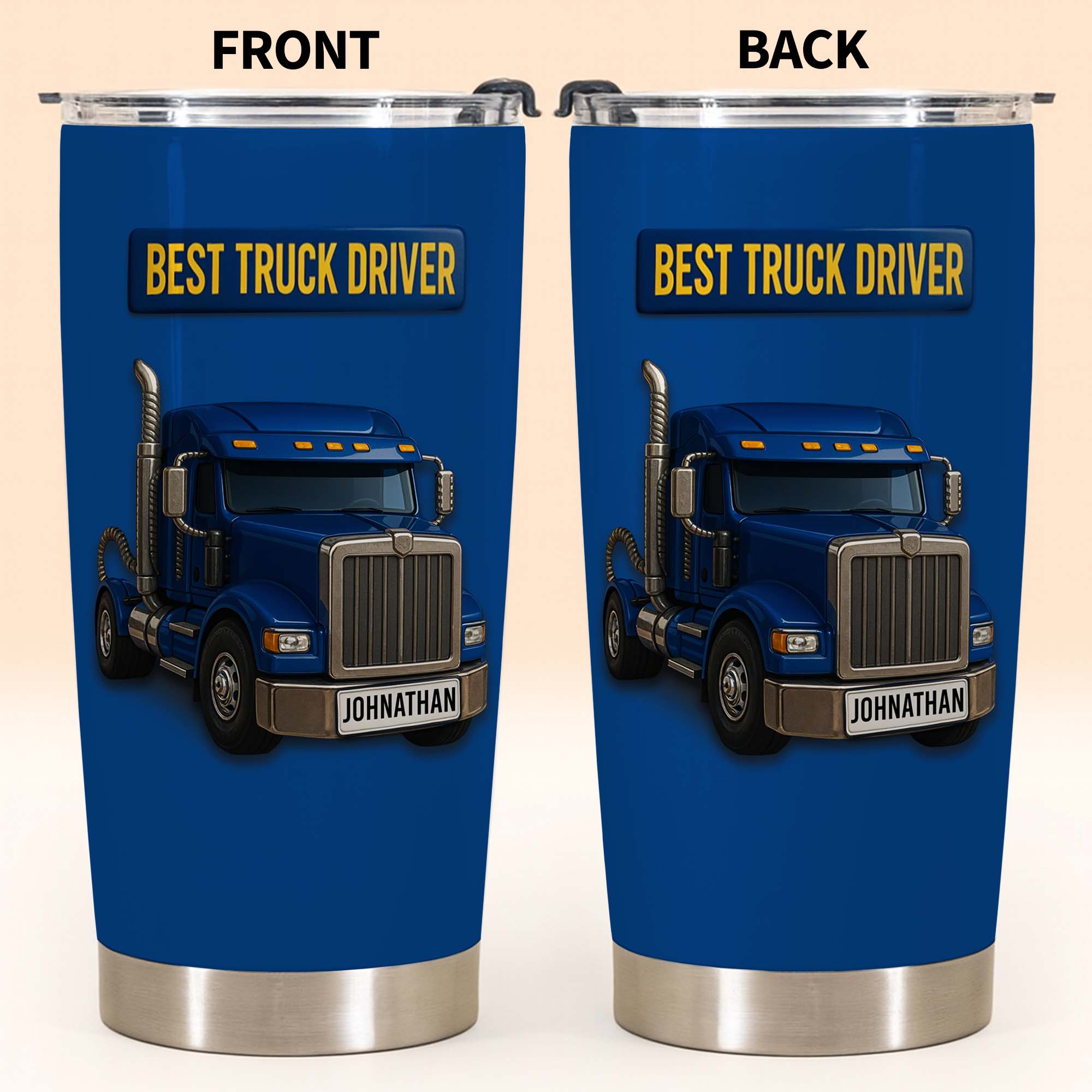 Personalized 20oz Stainless Steel Tumbler Custom Name Gift for Truck Driver 20oz Tumbler GradoCreations